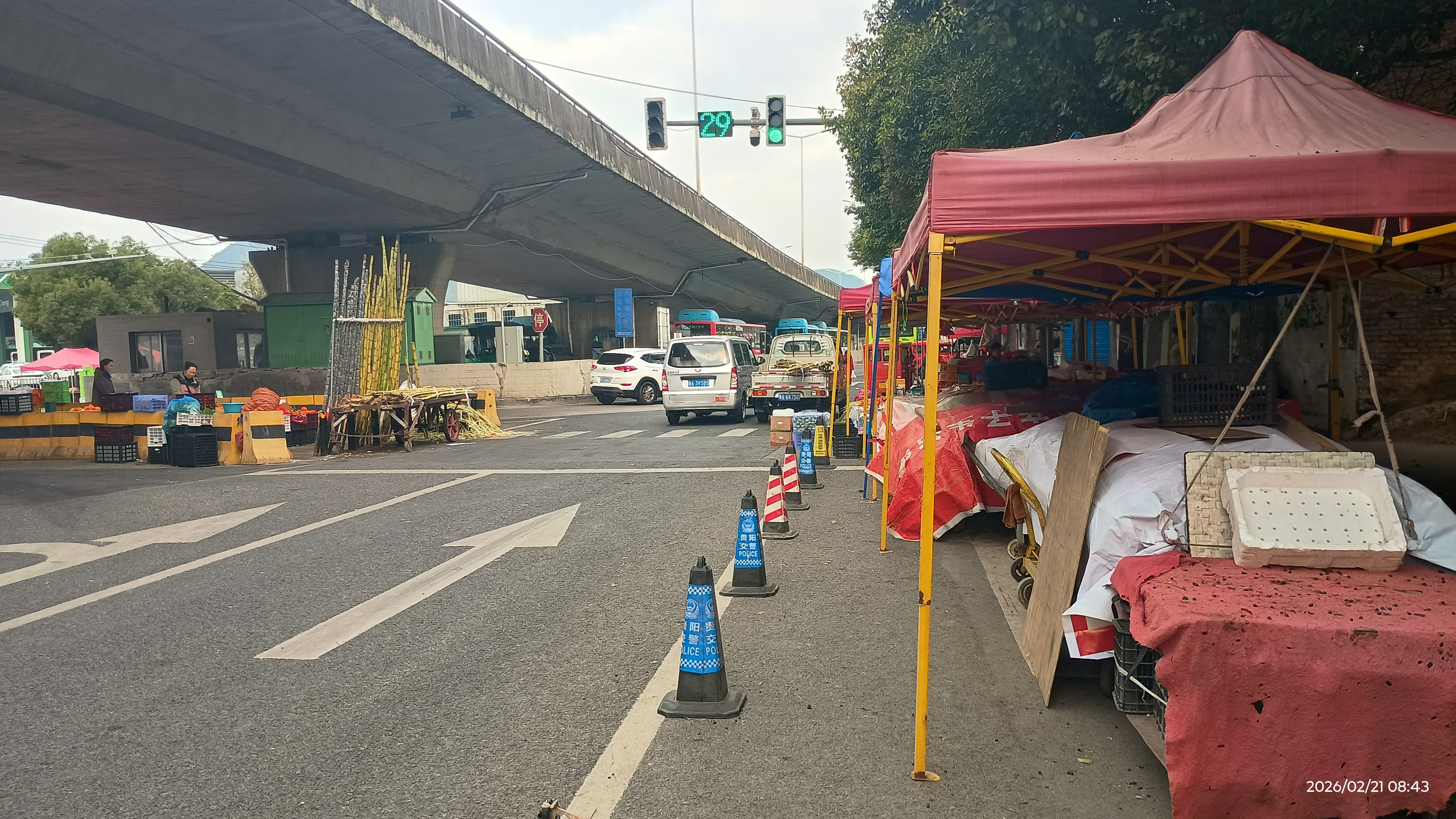 斑馬線上攤販賣甘蔗(市民供圖)